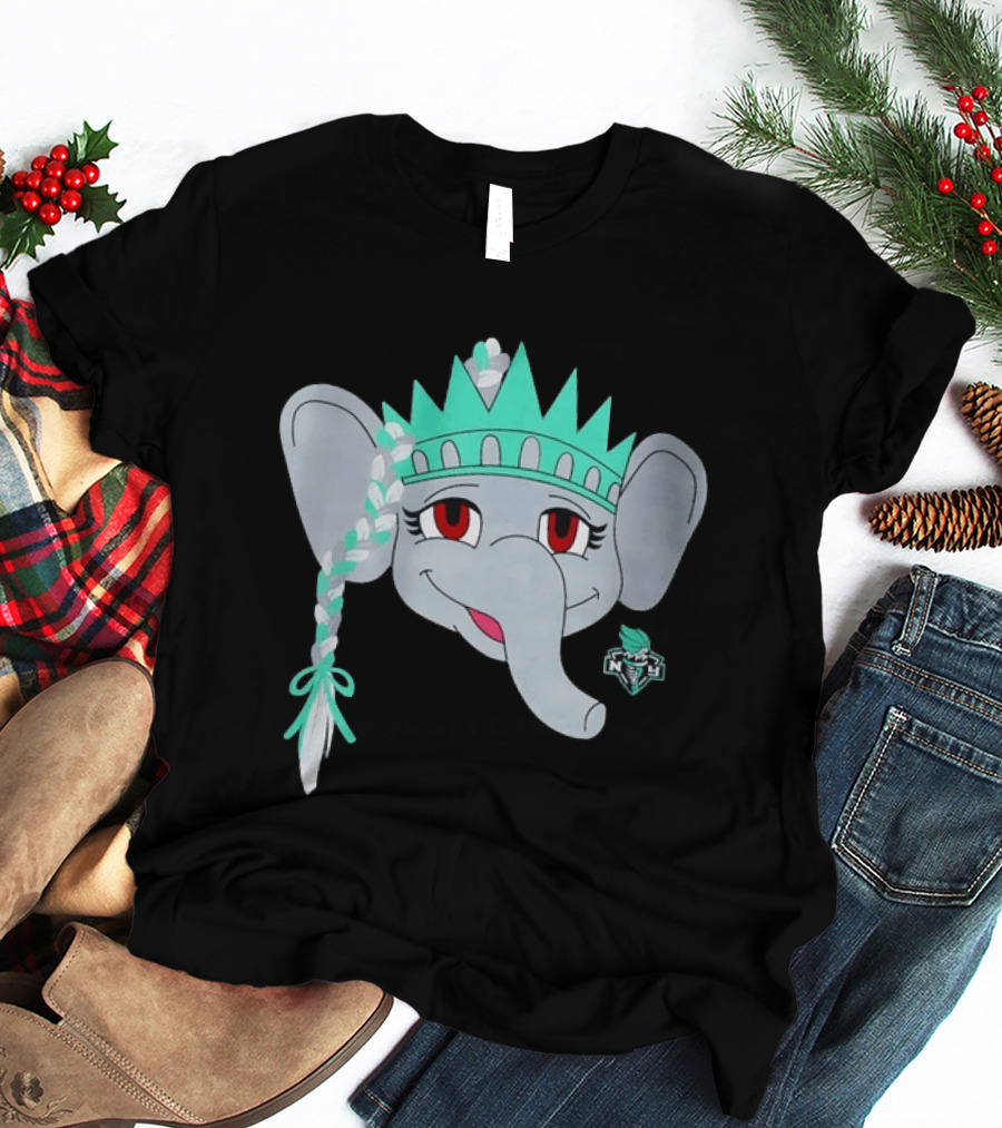 New York Liberty Ellie The Elephant Statue Of Liberty Basketball Team T-Shirt