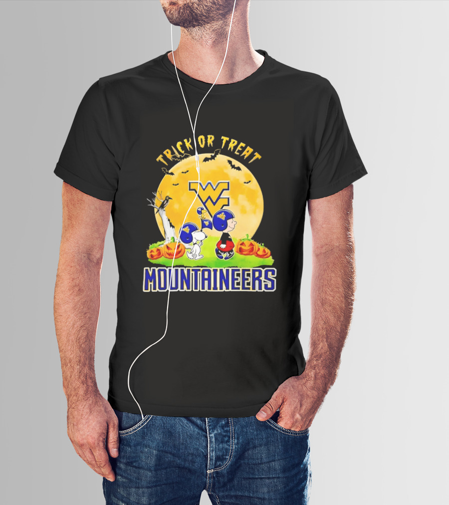 West Virginia Mountaineers Trick Or Treat Halloween With Charlie Brown And Snoopy T-Shirt