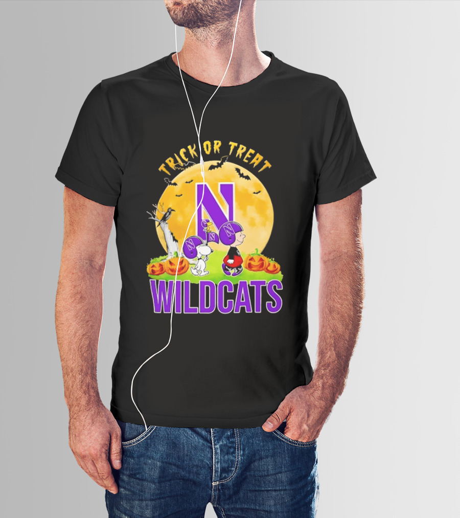 Trick Or Treat Northwestern Wildcats Charlie Brown Snoopy Halloween T-Shirt