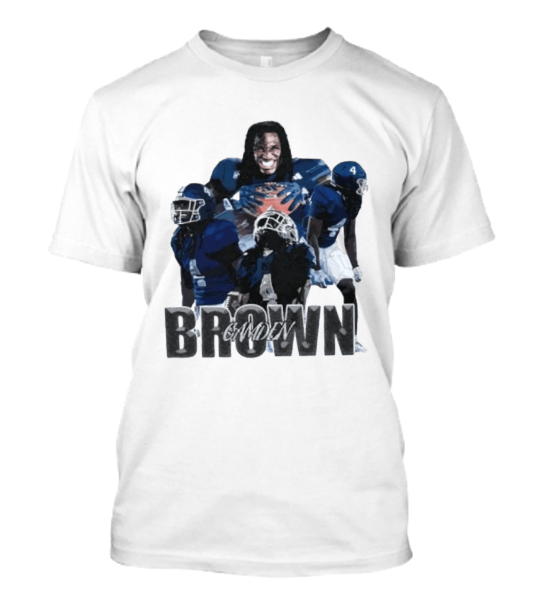 Camden Brown Football Wide Receiver Collage Blue Jersey 4 T-Shirt