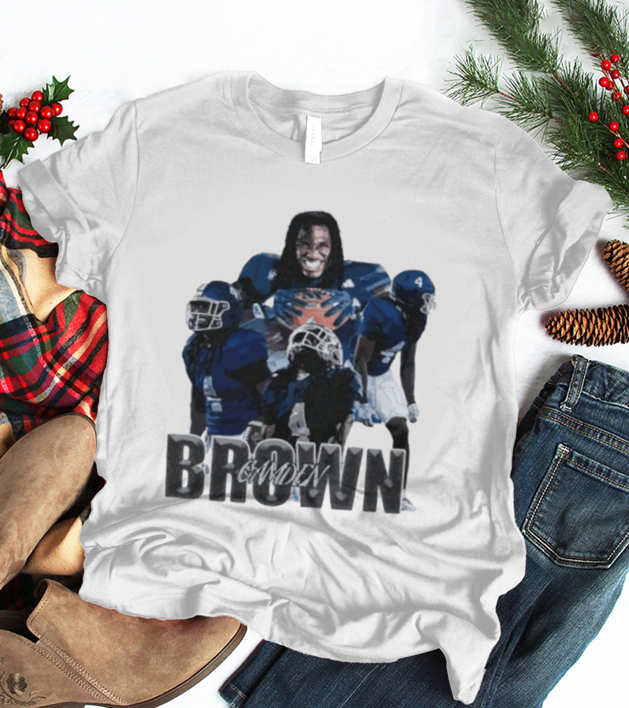 Camden Brown Football Wide Receiver Collage Blue Jersey 4 T-Shirt