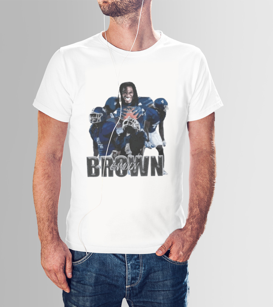 Camden Brown Football Wide Receiver Collage Blue Jersey 4 T-Shirt