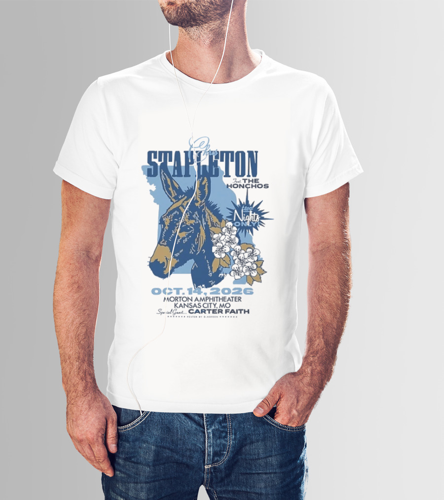 Chris Stapleton With The Honchos At Morton Amphitheater Kansas City Oct 14 2026 Featuring Carter Faith T-Shirt