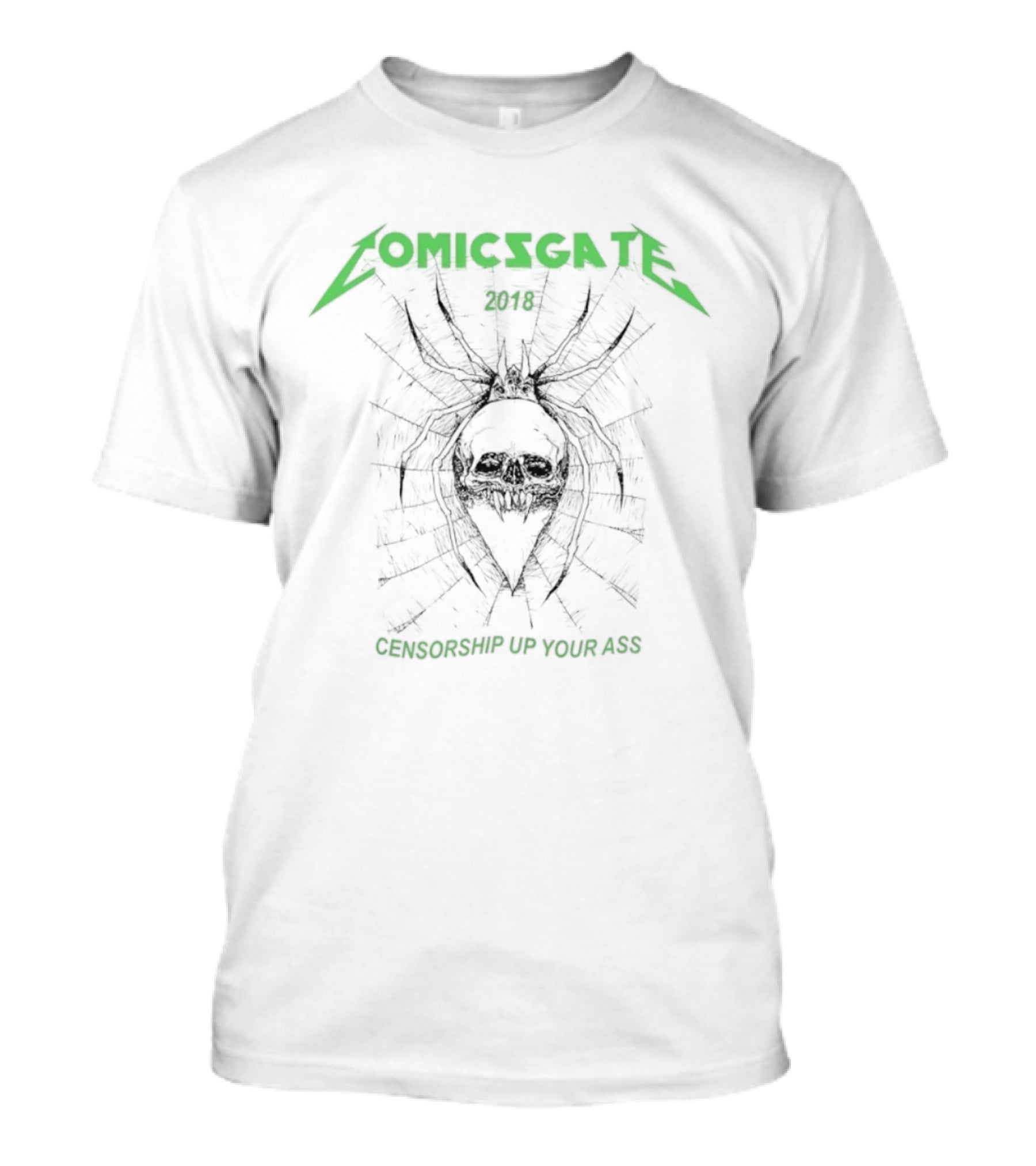 COMICSGATE 2018 Censorship Up Your Ass Skull Spiderweb T-Shirt