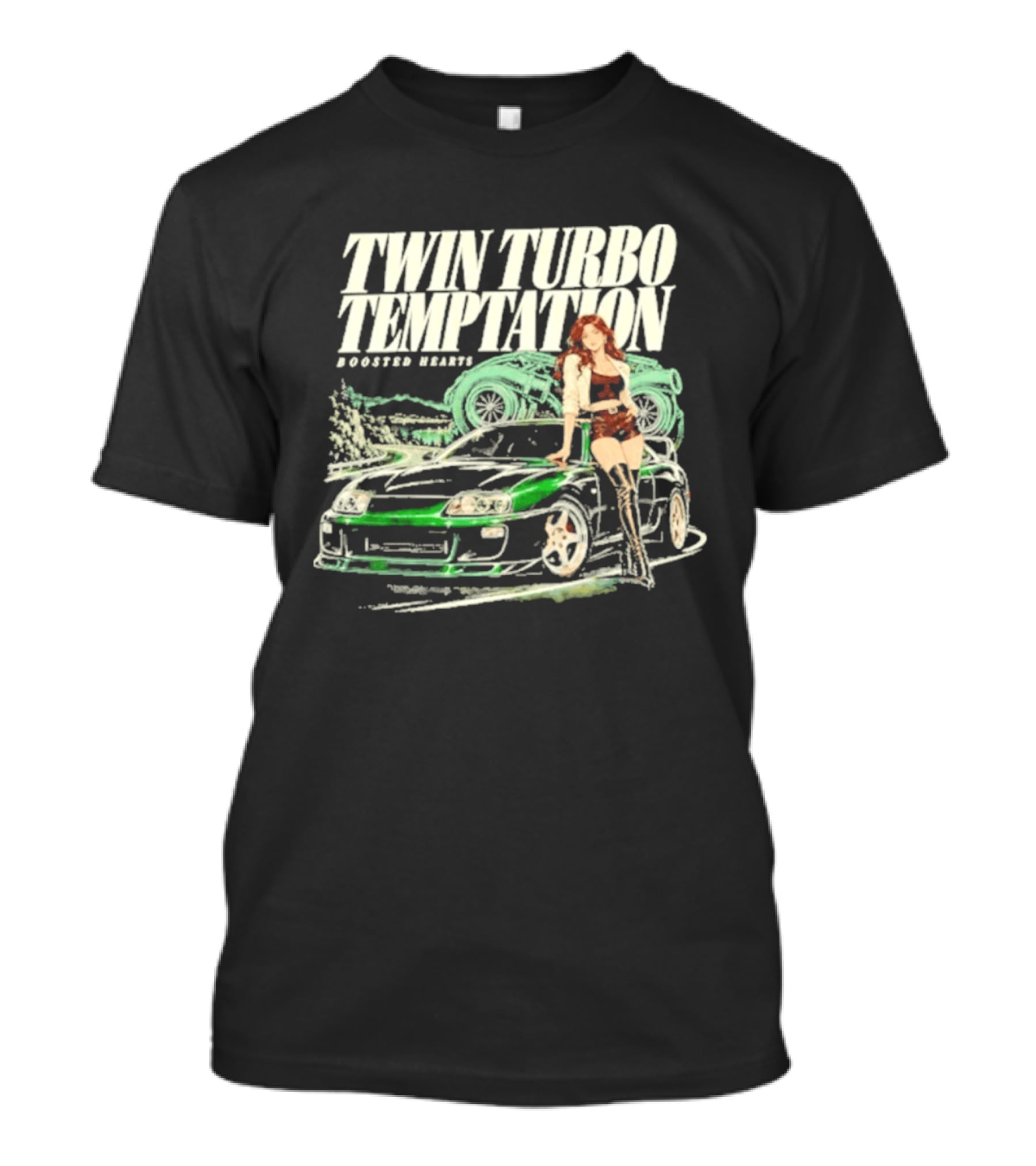 Twin Turbo Temptation Boosted Hearts Car Girl T-Shirt