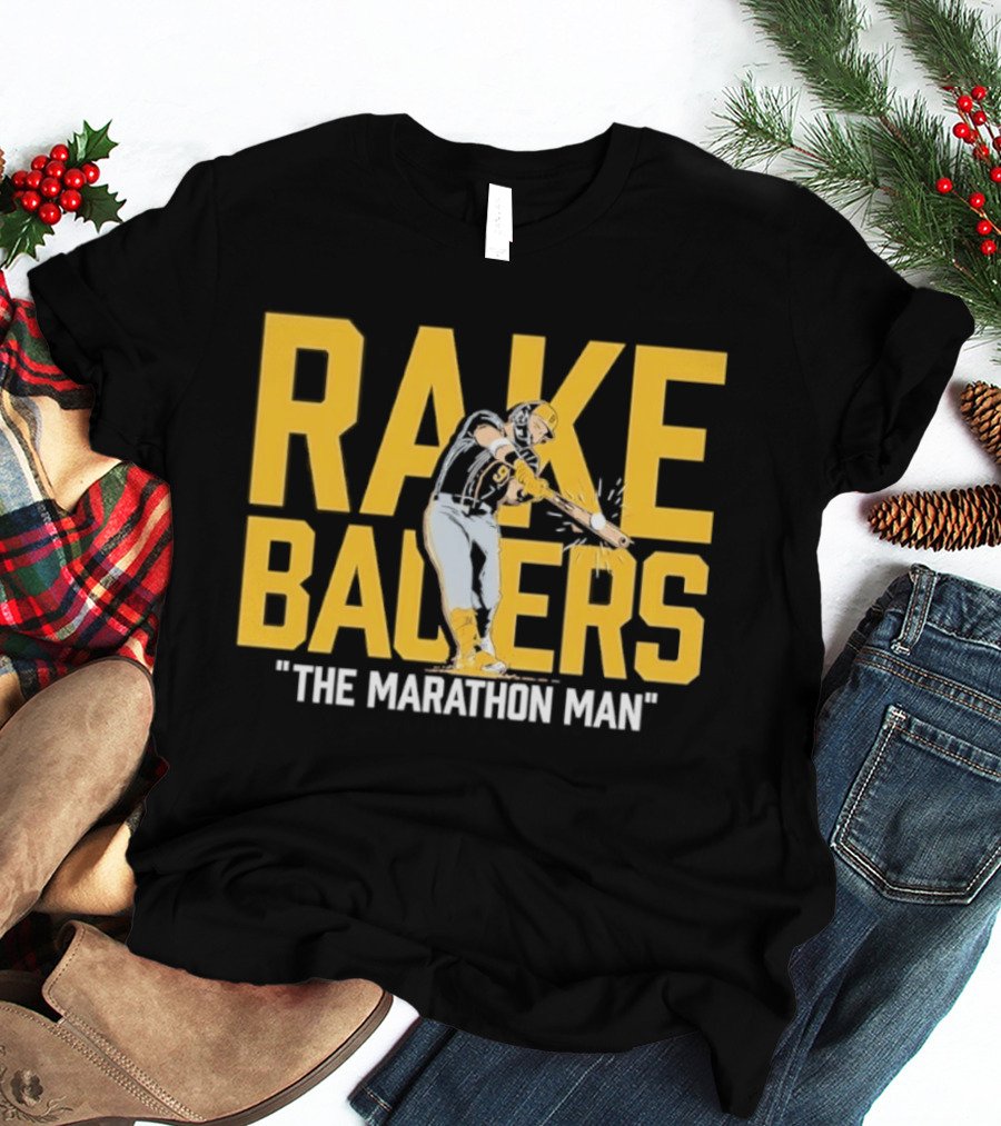 Rake Ballers Marathon Man Baseball Hitter T-Shirt