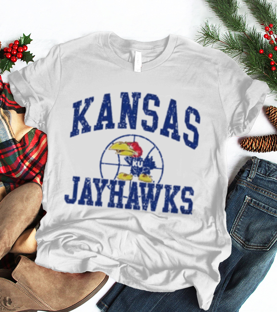 Kansas Jayhawks KU Basketball Distressed T-Shirt