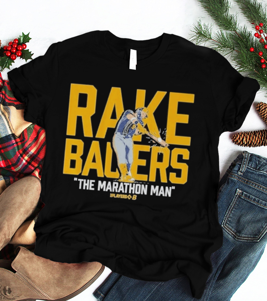 Rake Bauers The Marathon Man Baseball Player Swing Action T-Shirt