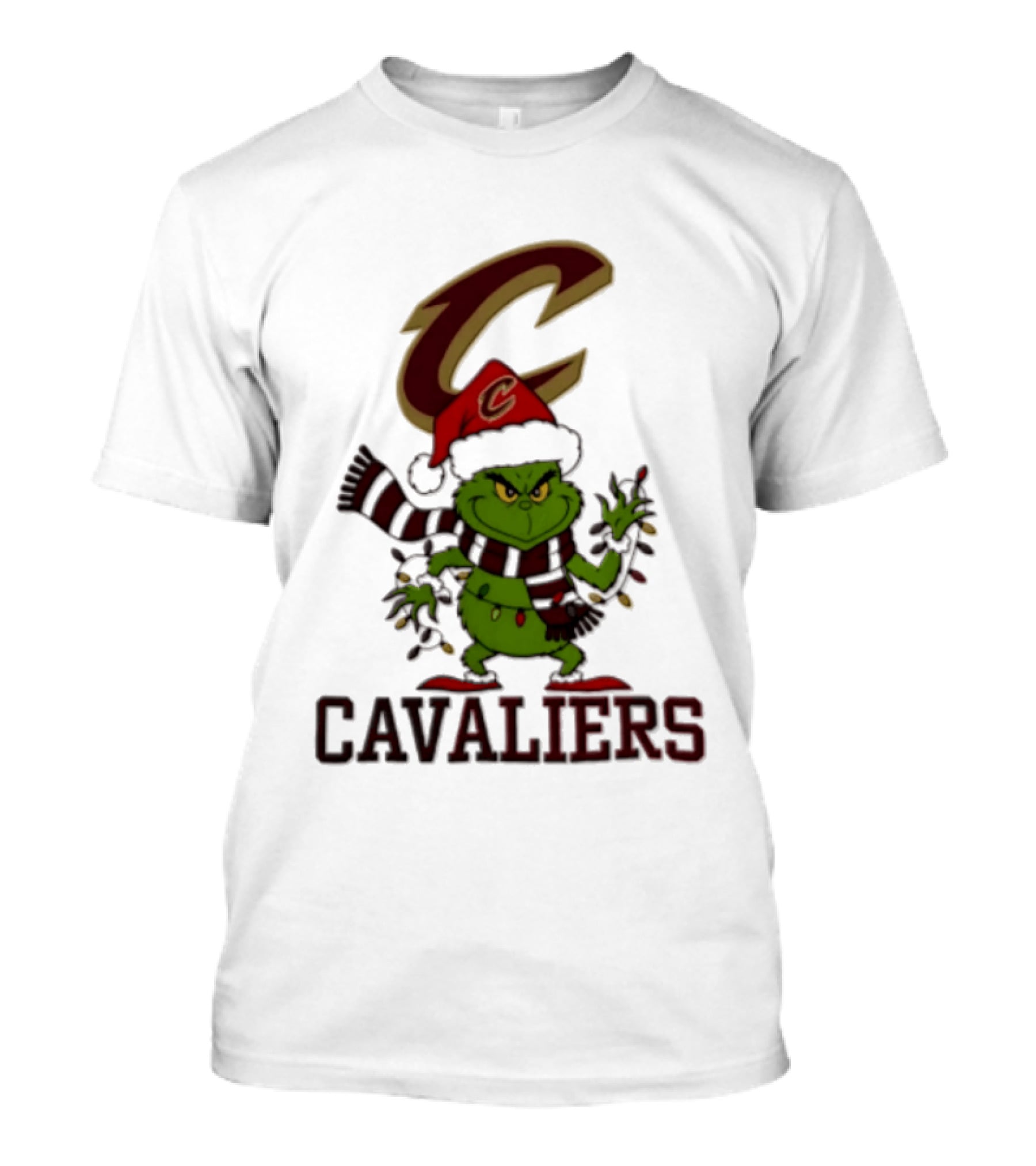 Grinch Cleveland Cavaliers Christmas 2026 Scarf Santa Hat Lights T-Shirt