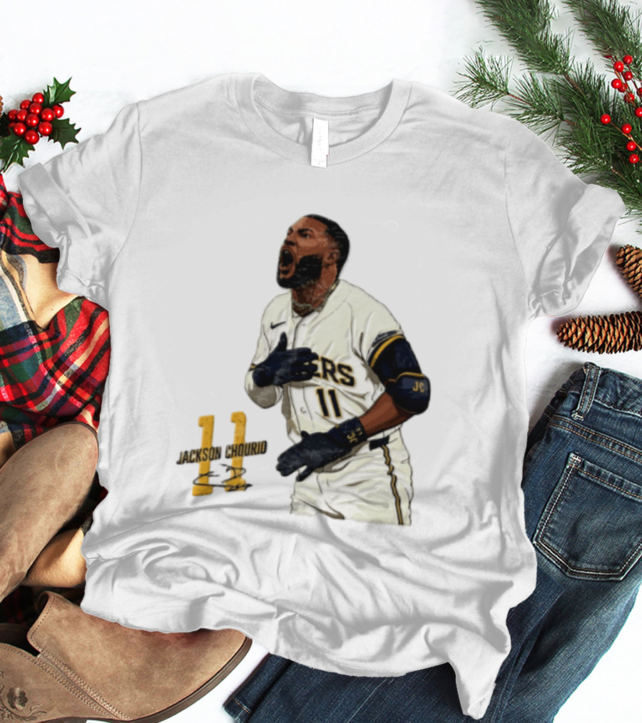 Jackson Chourio 11 Brewers Baseball Player Celebration T-Shirt