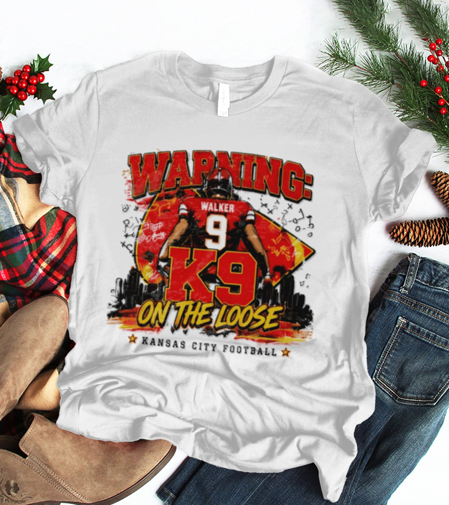 Warning K9 On The Loose 9 Kansas City Football T-Shirt