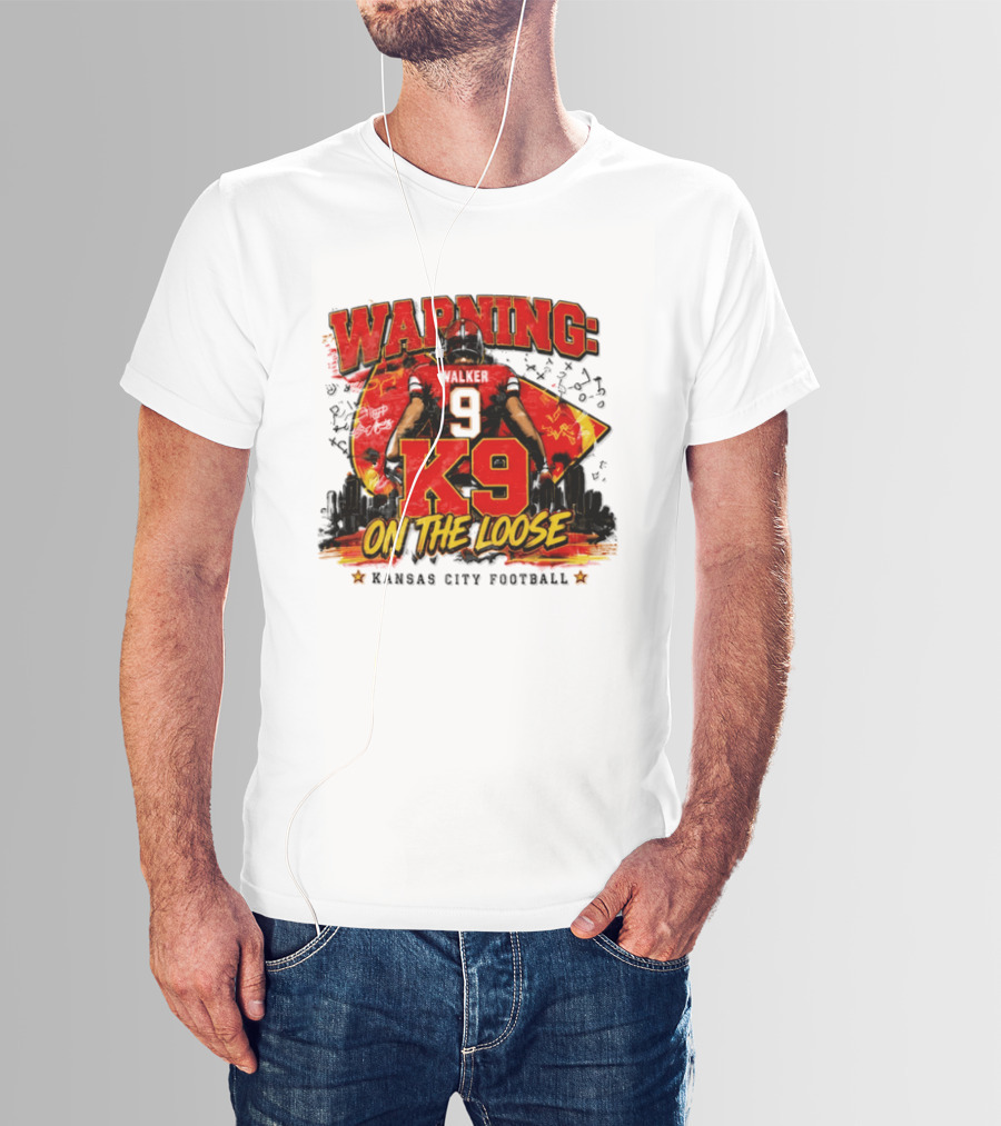 Warning K9 On The Loose 9 Kansas City Football T-Shirt