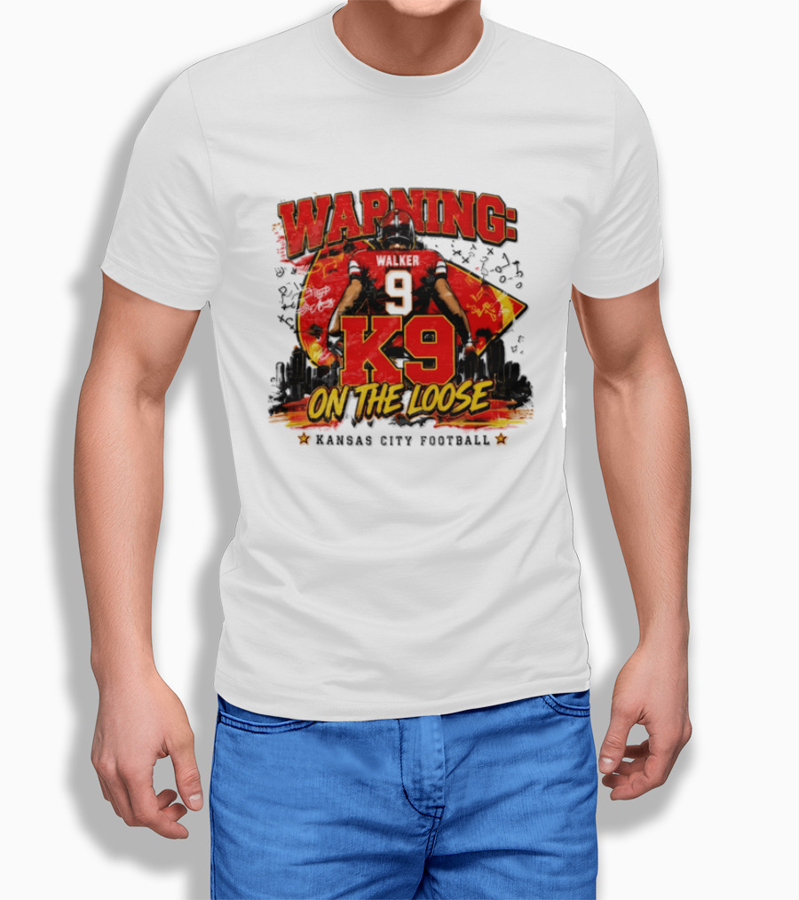Warning K9 On The Loose 9 Kansas City Football T-Shirt
