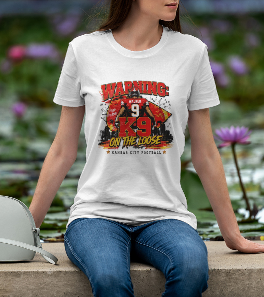 Warning K9 On The Loose 9 Kansas City Football T-Shirt