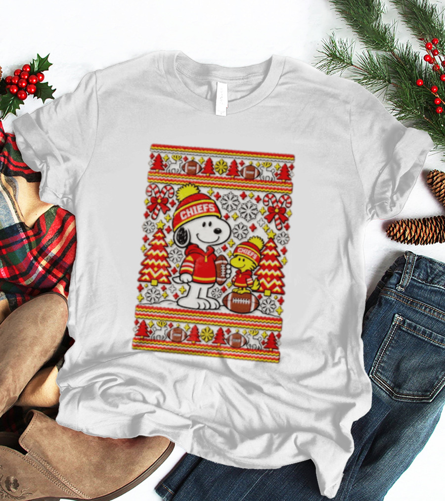 Kansas City Chiefs Snoopy Woodstock Christmas Football Sweater T-Shirt