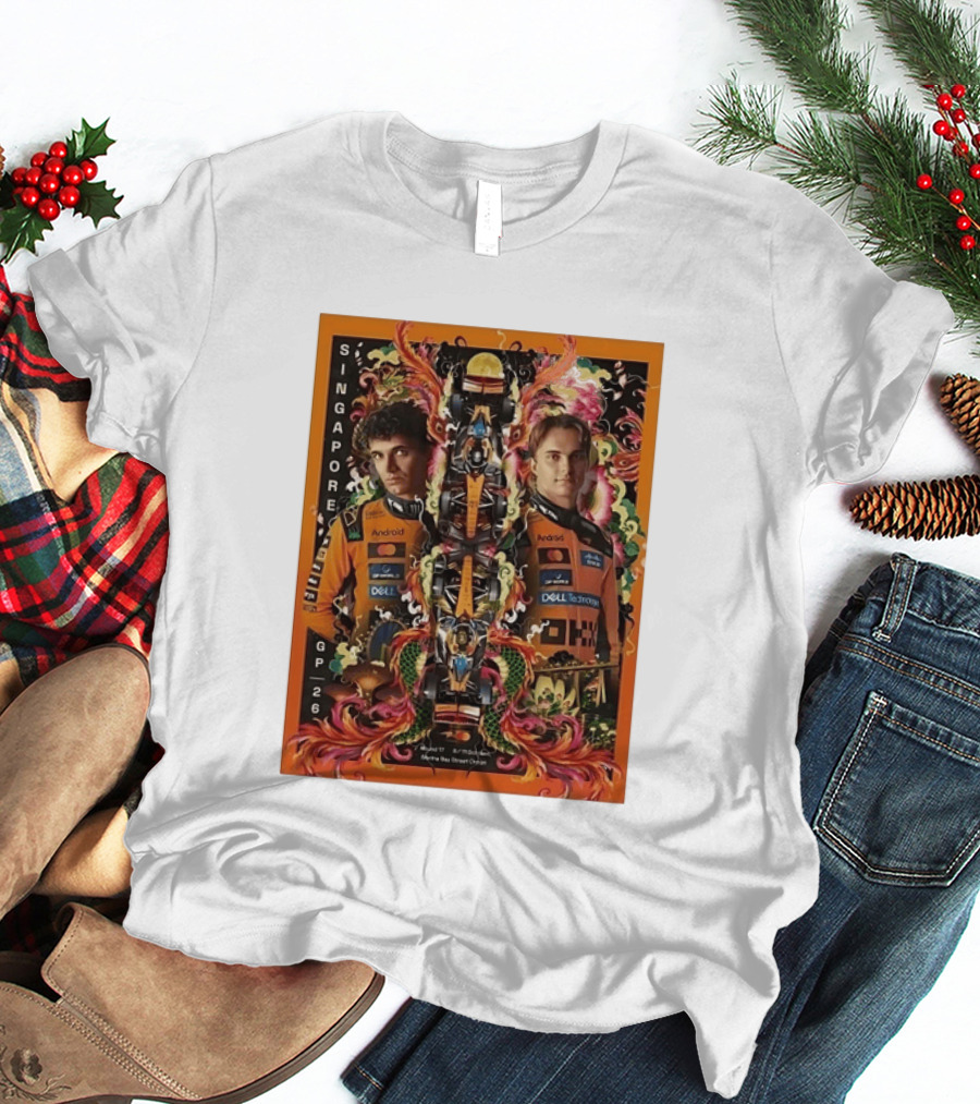 Singapore GP 2026 Oscar Piastri McLaren Racing Art By Ervance Dwiputra T-Shirt