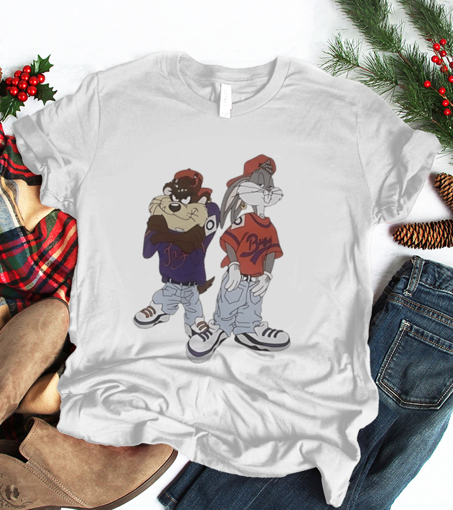 Taz And Bugs Bunny 90s Hip Hop Style Looney Tunes Fashion T-Shirt