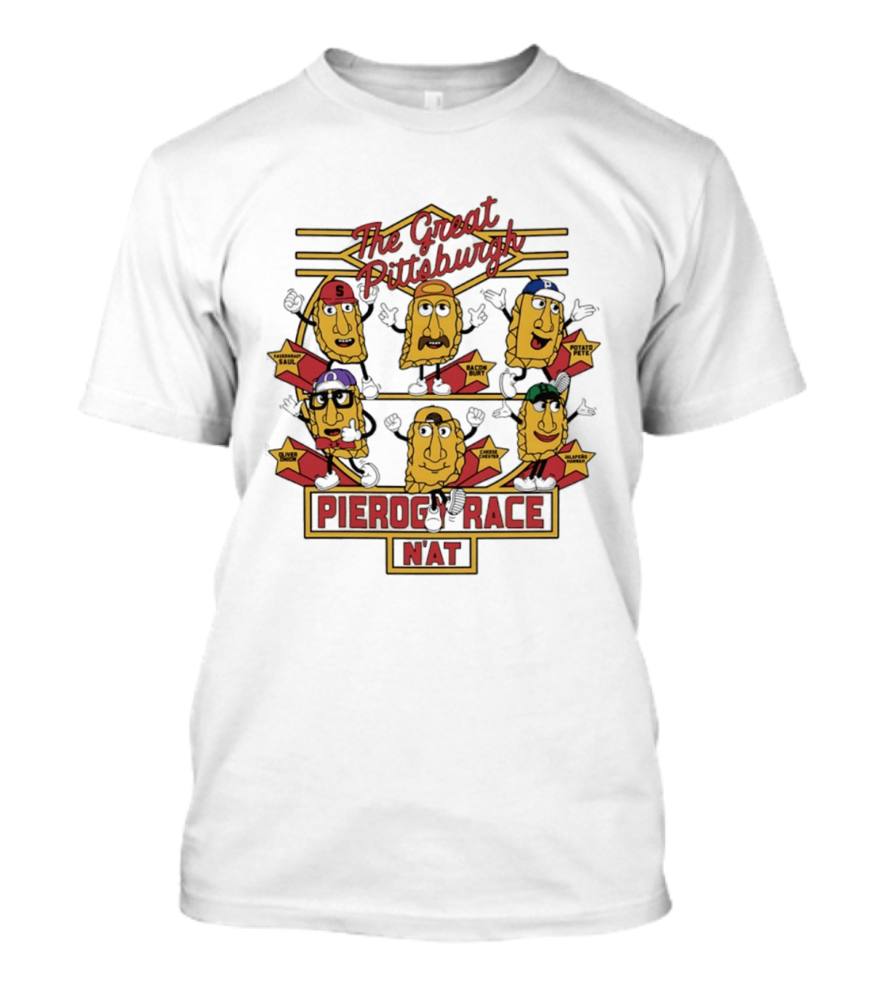 The Great Pittsburgh Pierogi Race With Sauerkraut Saul And Cheese Chester T-Shirt