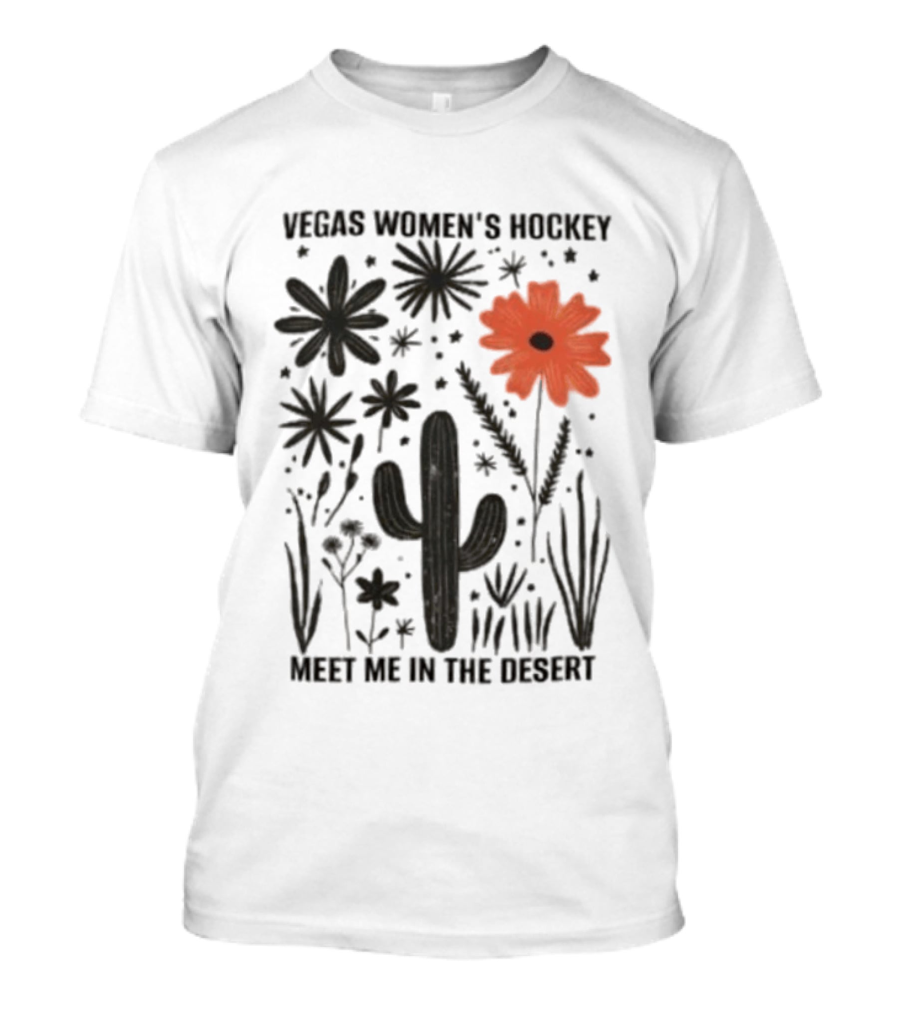 Vegas Women's Hockey Meet Me In The Desert Cactus And Blooms T-Shirt