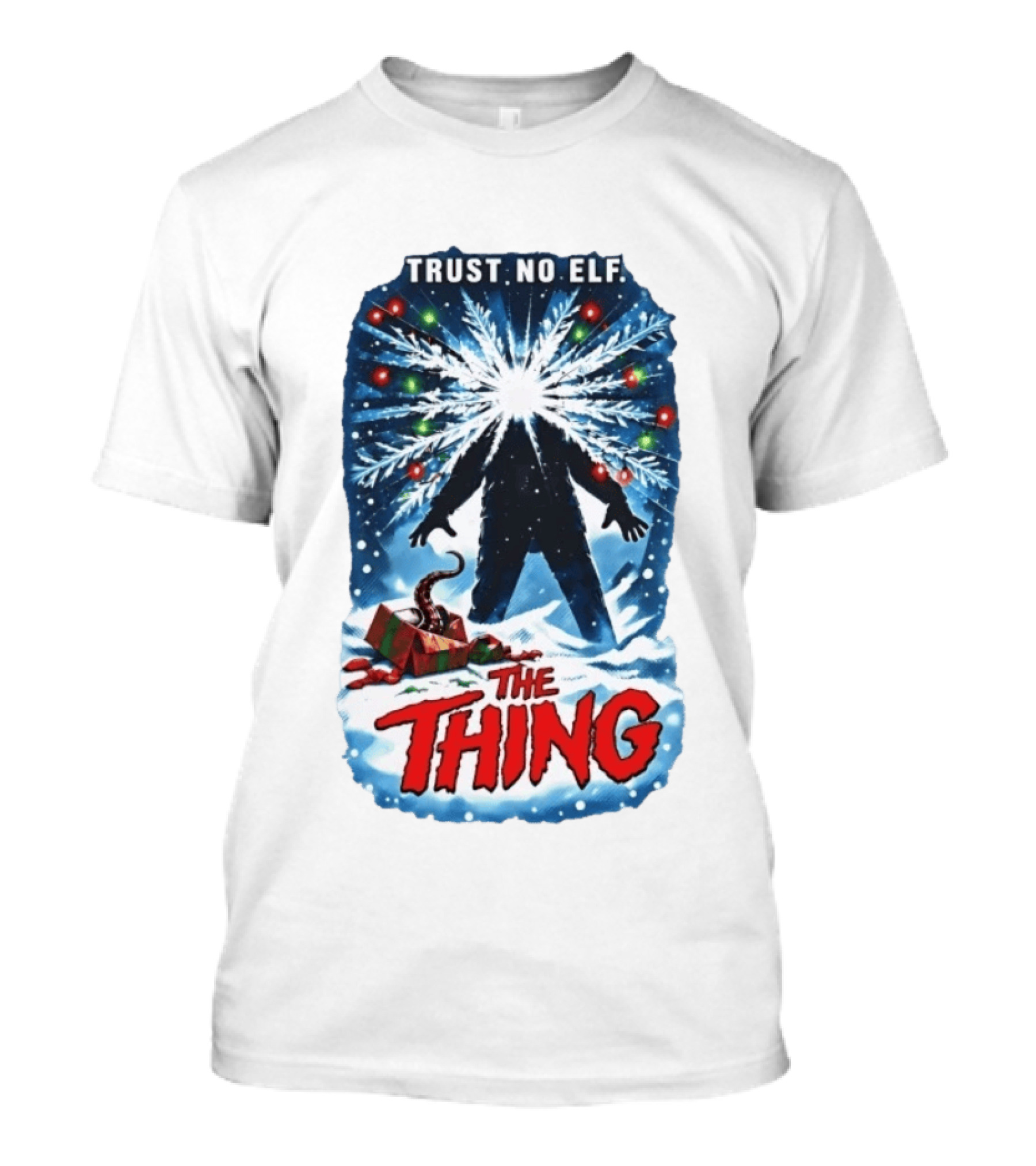 Trust No Elf The Thing Christmas Horror Scene T-Shirt
