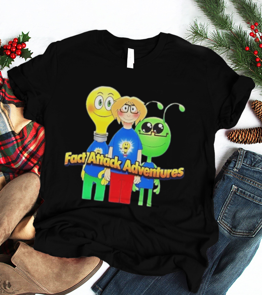 Fact Attack Adventures Cartoon Characters T-Shirt