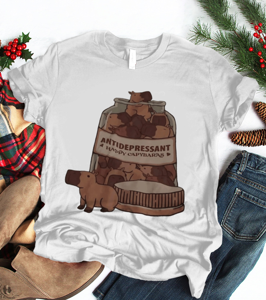 Antidepressant Happy Capybaras Jar Capybara T-Shirt