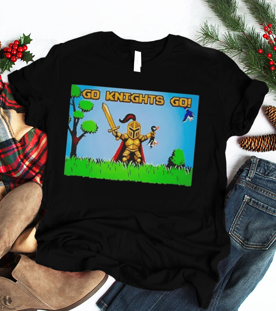 Go Knights Go Pixel Knight 8 Bit Gaming T-Shirt