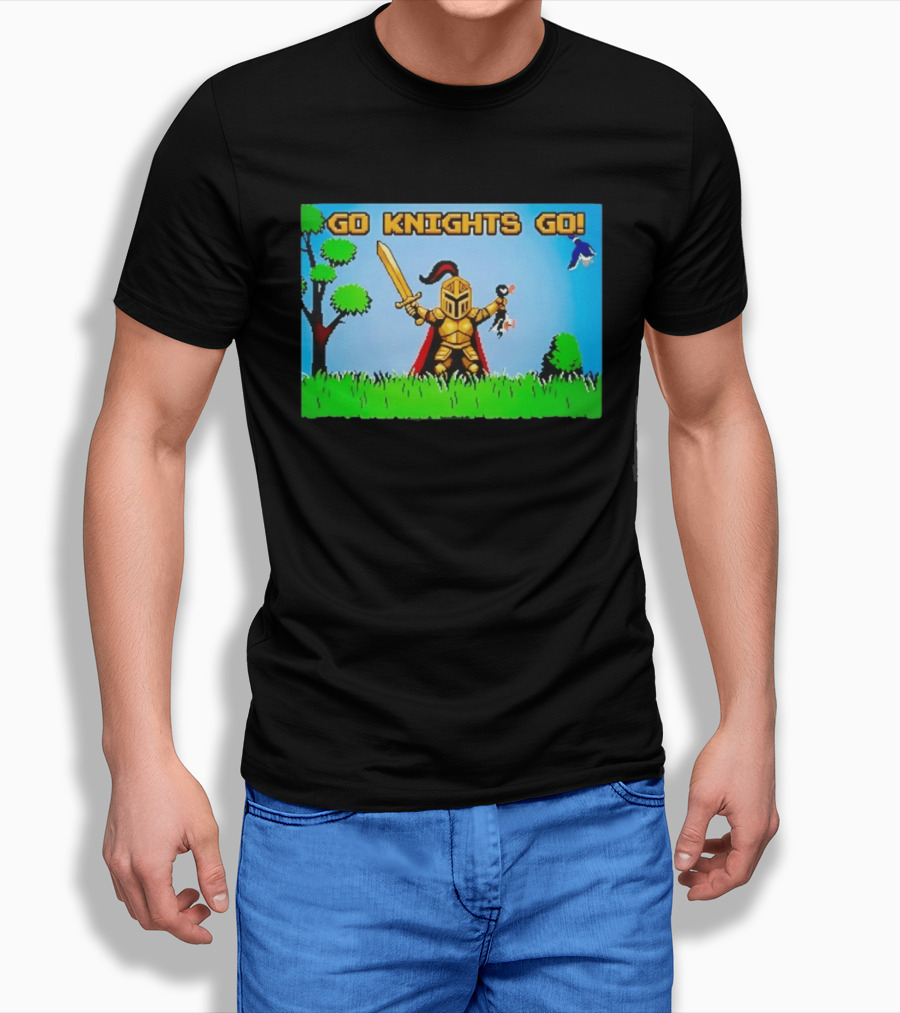 Go Knights Go Pixel Knight 8 Bit Gaming T-Shirt