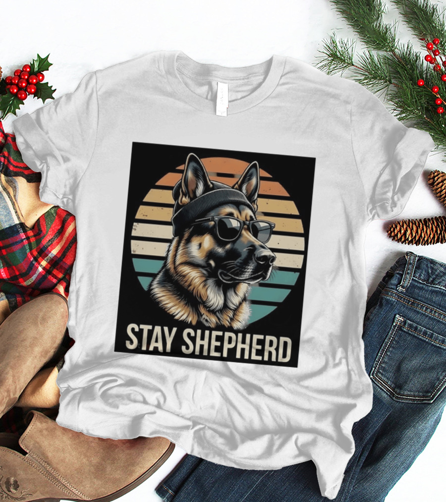 German Shepherd Dog Sunset Stay Shepherd T-Shirt