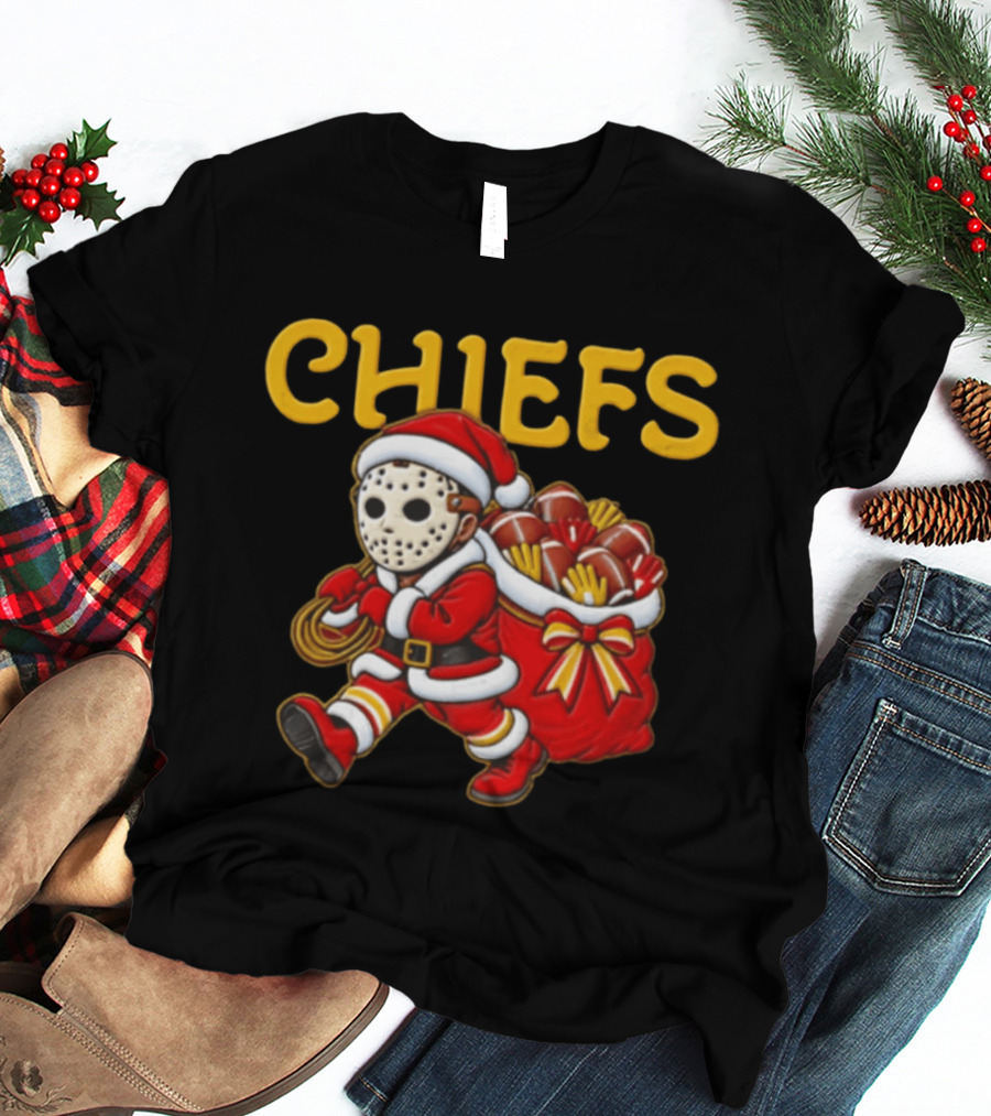Kansas City Football Christmas Horror Masked Santa Copy T-Shirt
