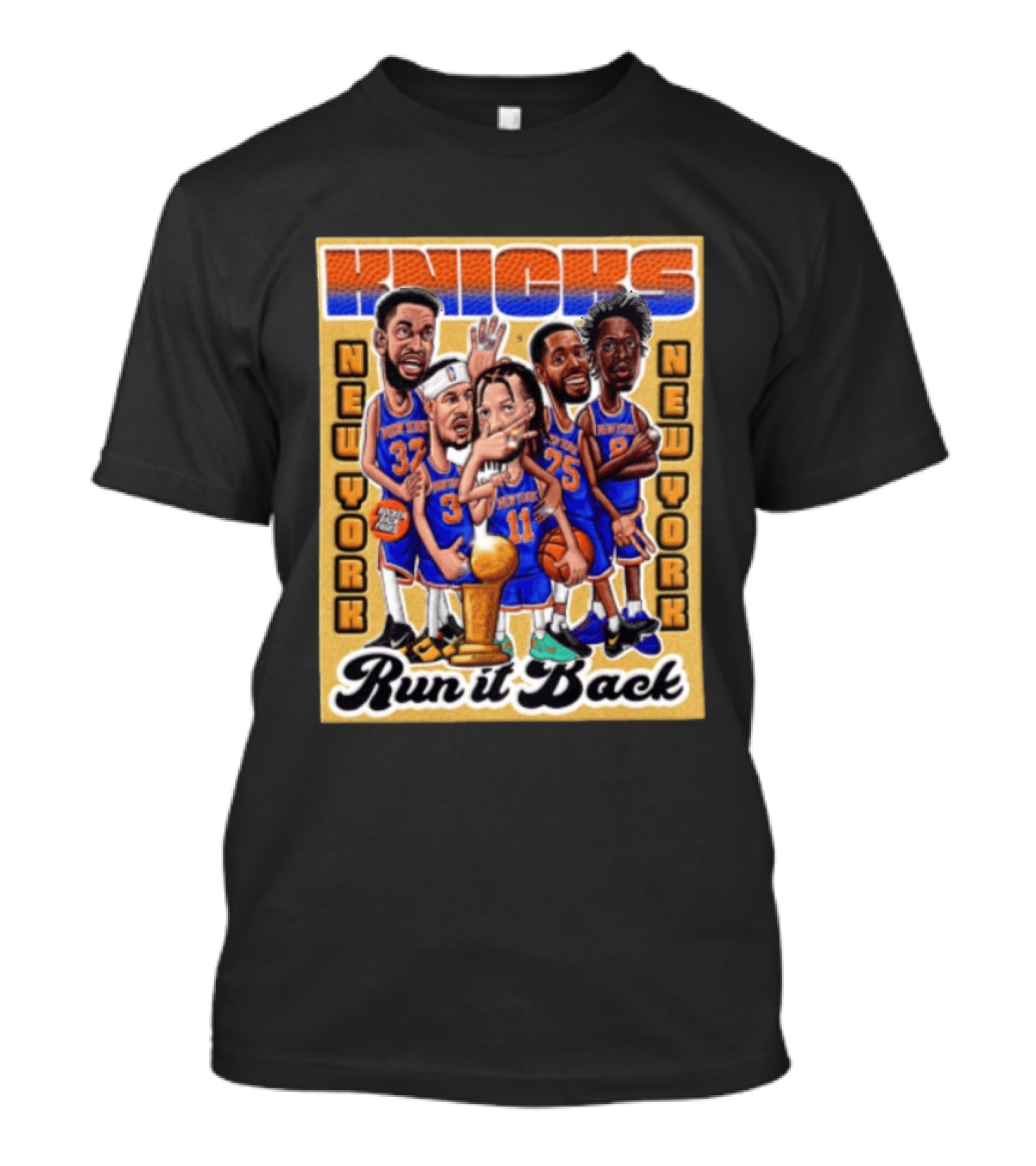 New York Knicks NBA Run It Back Players New York Caricature T-Shirt