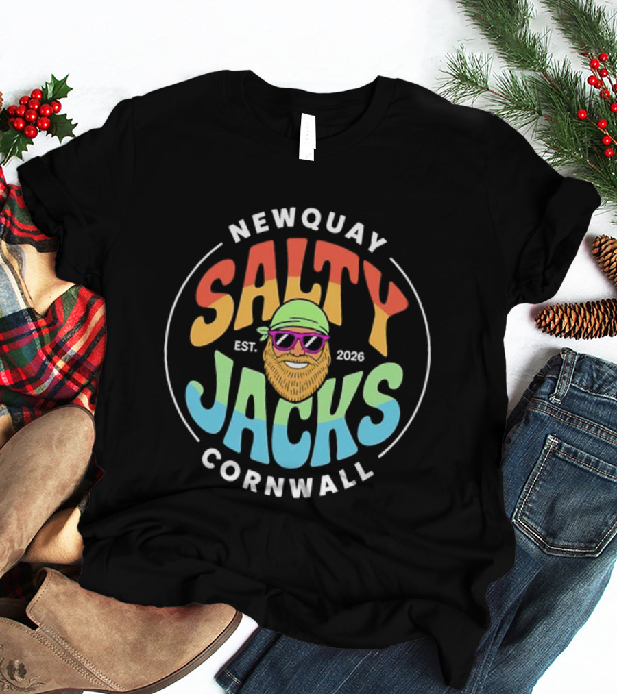 Newquay Salty Jacks Est 2026 Cornwall Coastal T-Shirt