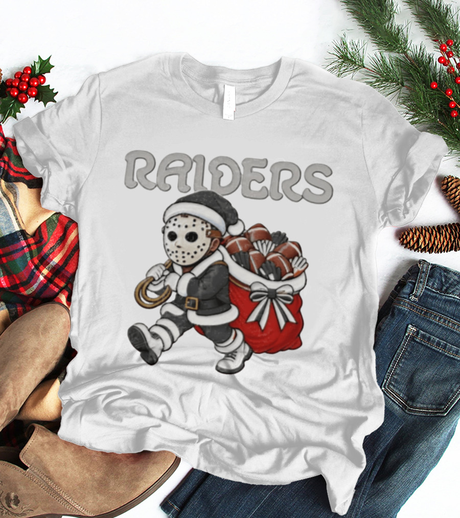 Las Vegas Silver Black Christmas Football Horror T-Shirt