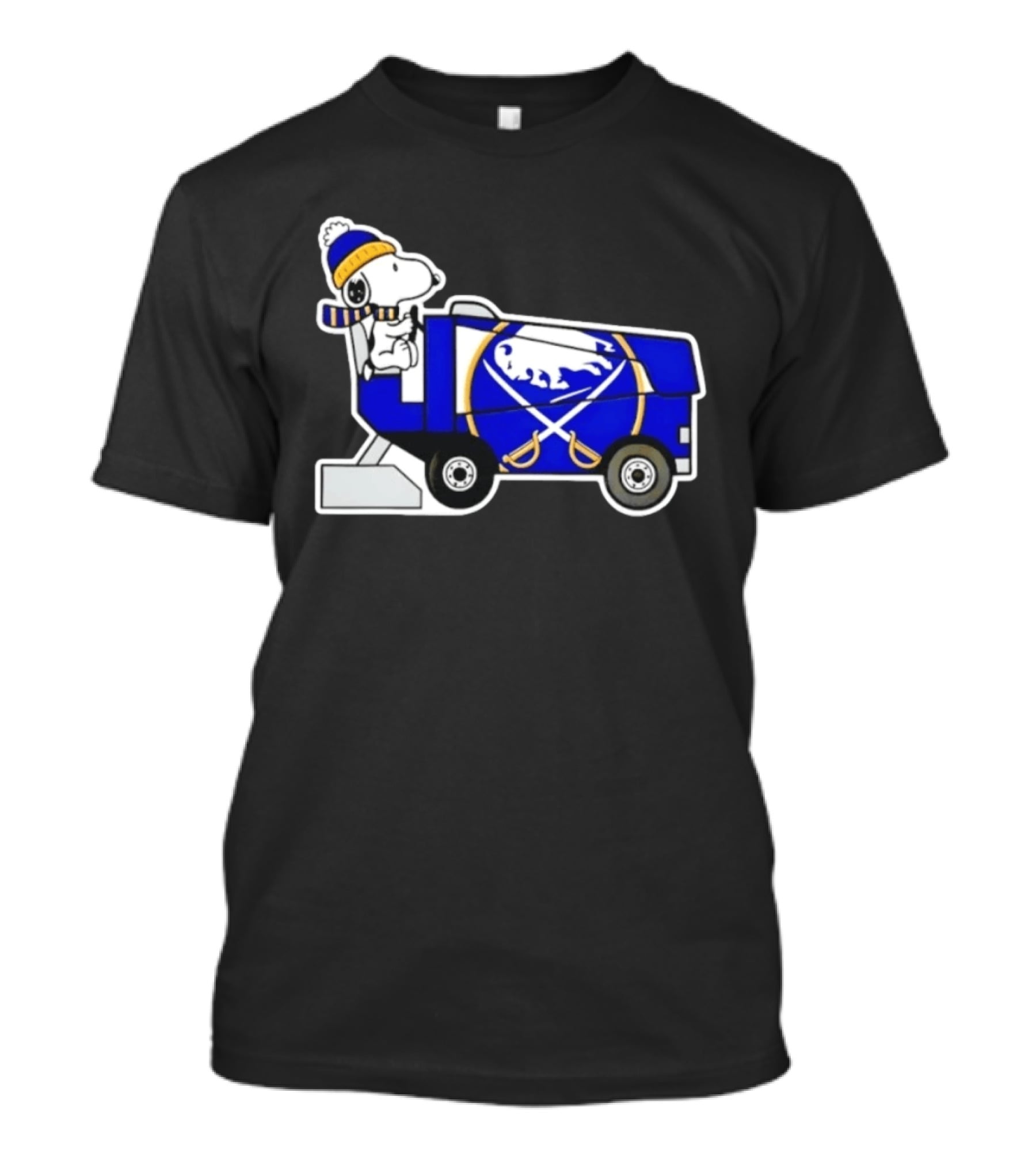 Snoopy Driving Buffalo Sabres NHL Ice Resurfacer Cartoon T-Shirt