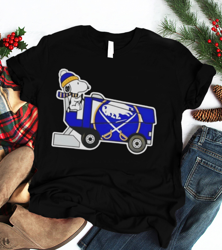 Snoopy Driving Buffalo Sabres NHL Ice Resurfacer Cartoon T-Shirt