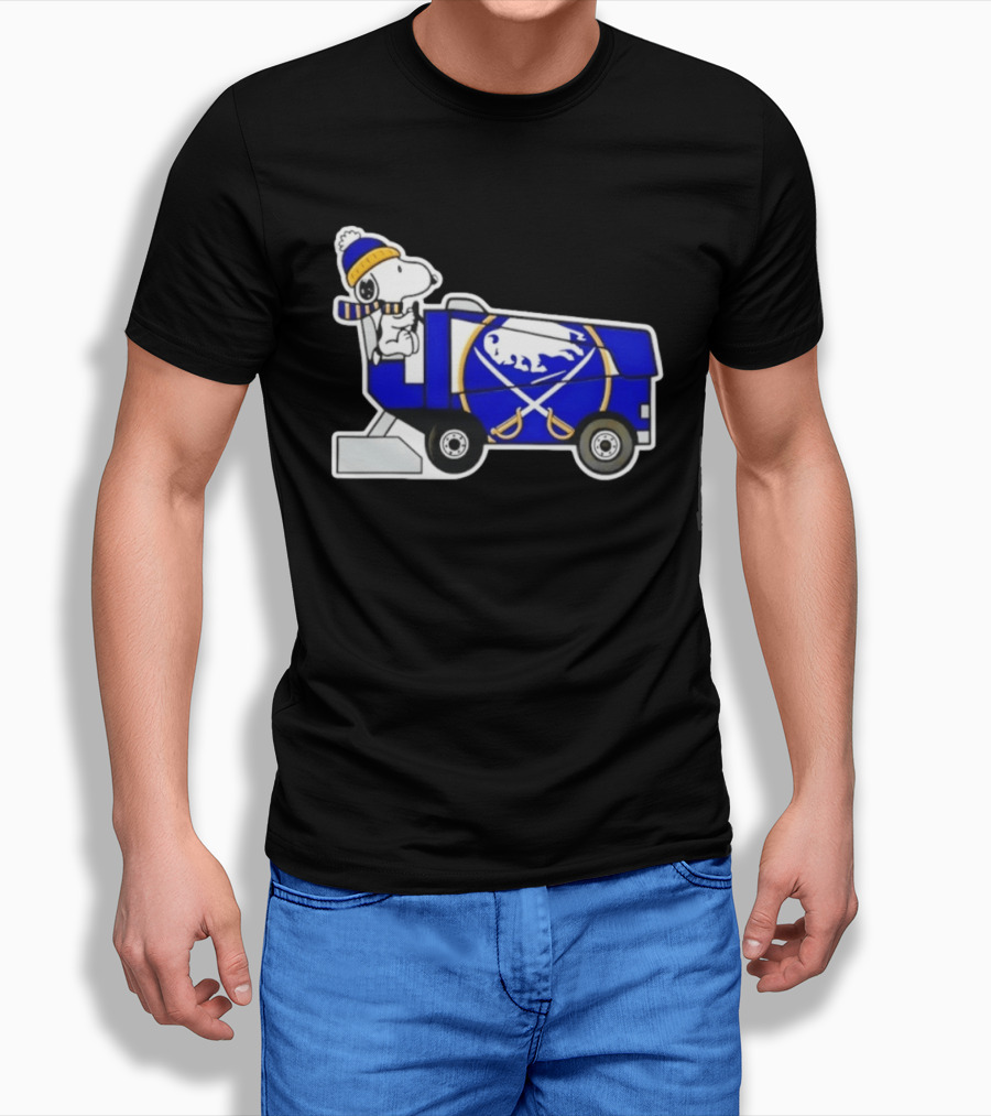 Snoopy Driving Buffalo Sabres NHL Ice Resurfacer Cartoon T-Shirt