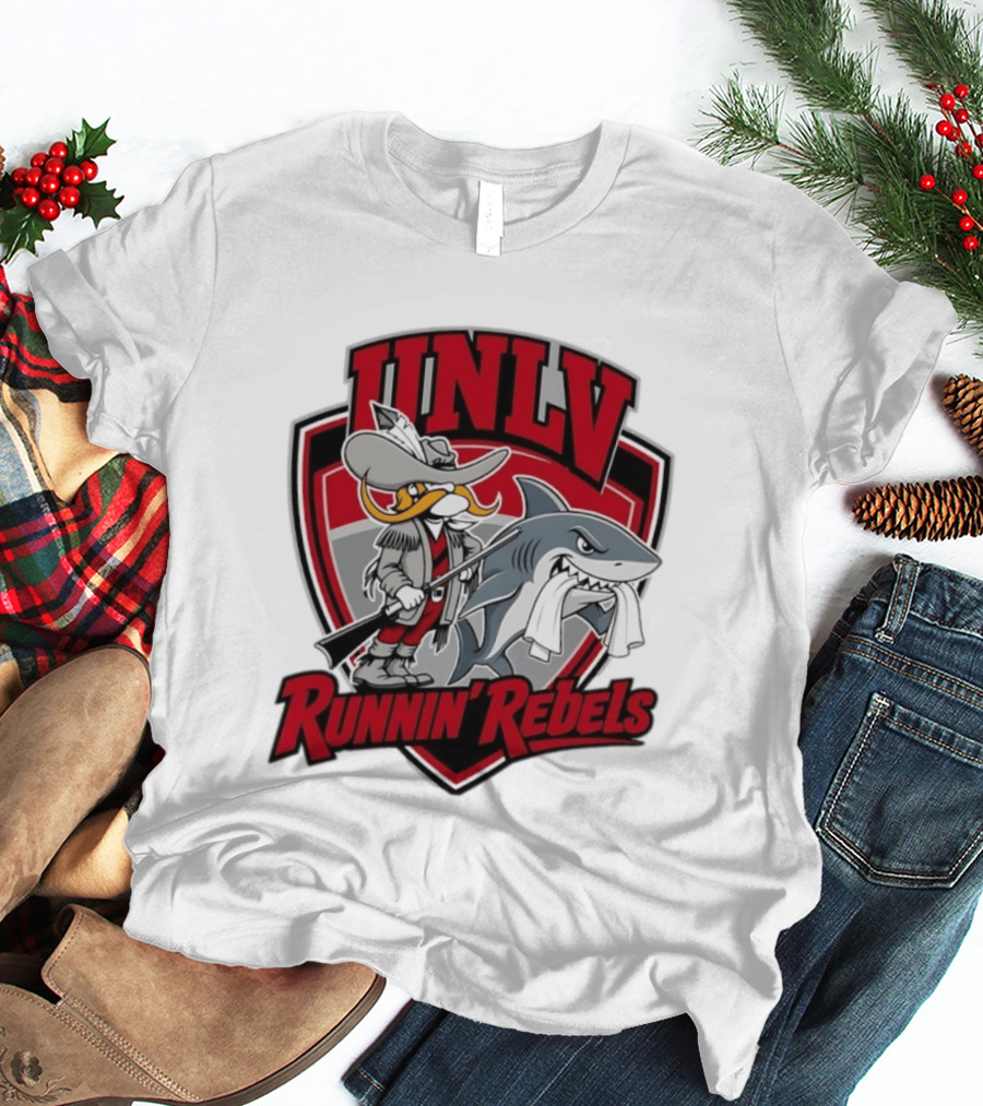 UNLV Runnin Rebels Mascot Shark And Gunslinger NCAA College Basketball T-Shirt