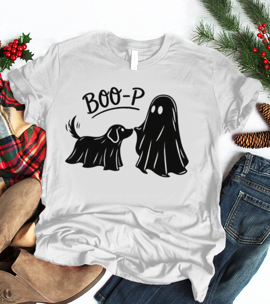 BOO P Ghost Dog Halloween Spooky T-Shirt