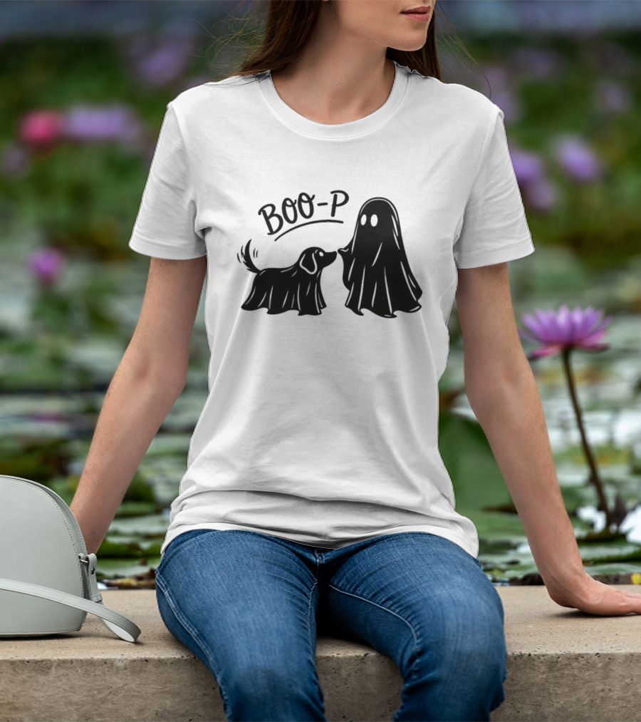 BOO P Ghost Dog Halloween Spooky T-Shirt