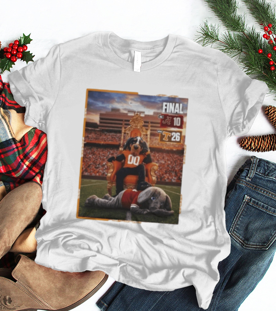 Final Score Tennessee Volunteers 26 Alabama Crimson Tide 10 College Football Victory T-Shirt