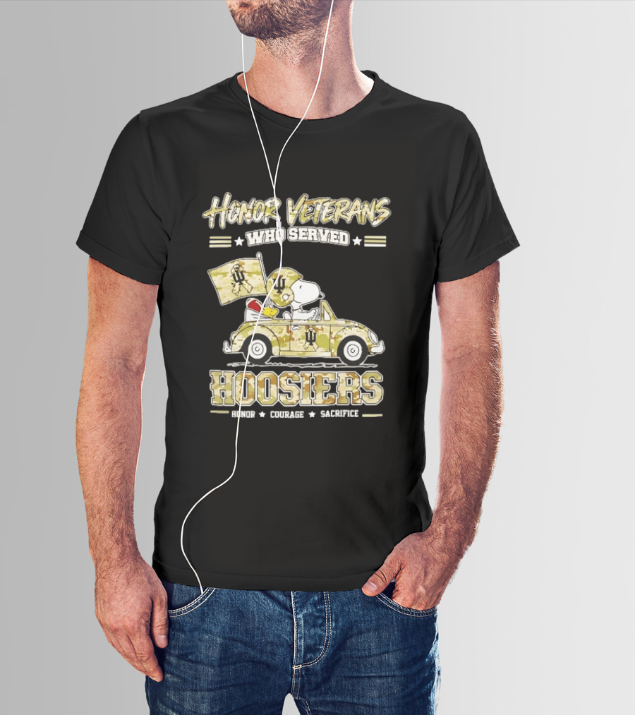 Indiana Hoosiers Snoopy Honor Veterans Who Served Courage Sacrifice T-Shirt