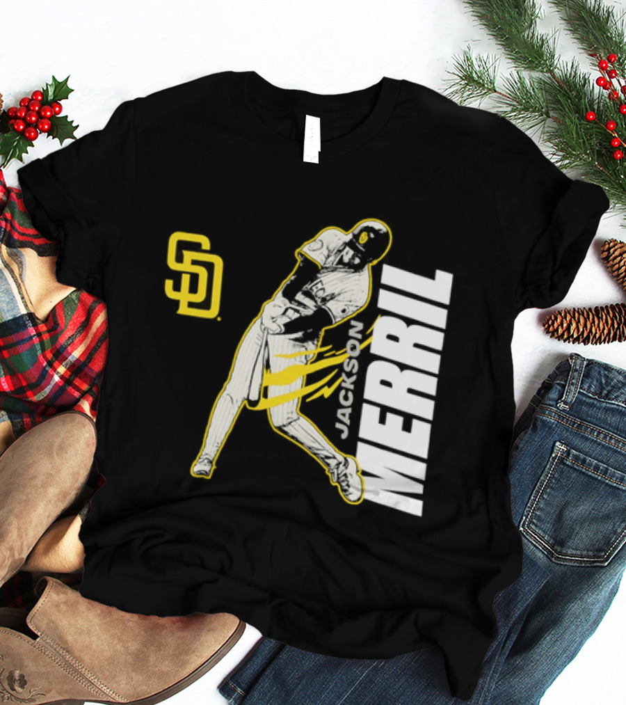 Jackson Merrill San Diego Padres SD Swinging Baseball Player T-Shirt