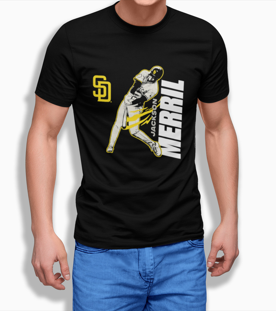 Jackson Merrill San Diego Padres SD Swinging Baseball Player T-Shirt