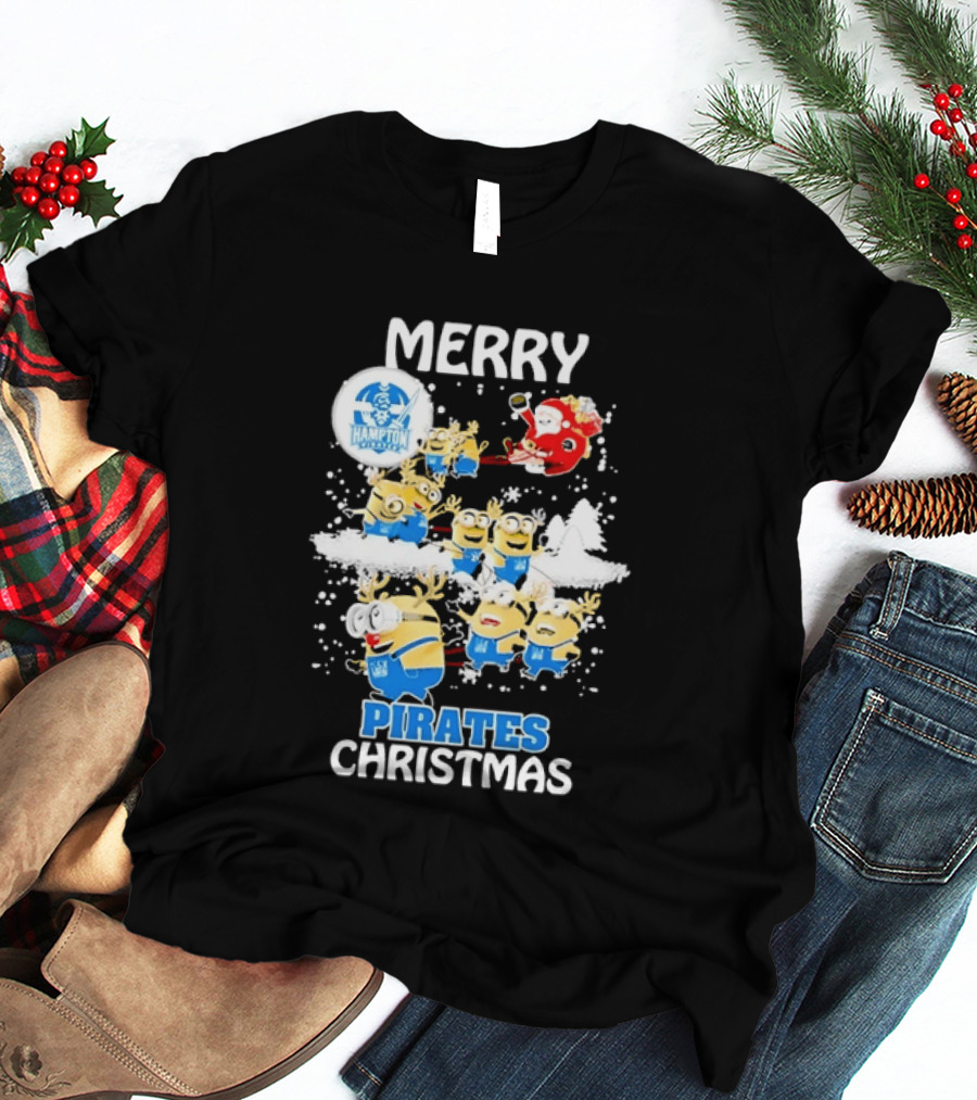 Merry Hampton Pirates Christmas Minions Festive Celebration T-Shirt