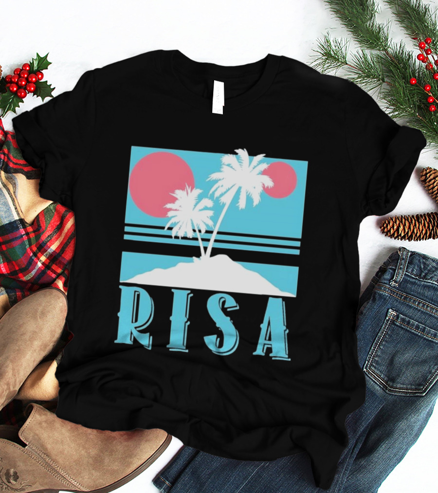 Risa Tropical Island Vacation Palm Trees And Sunset T-Shirt