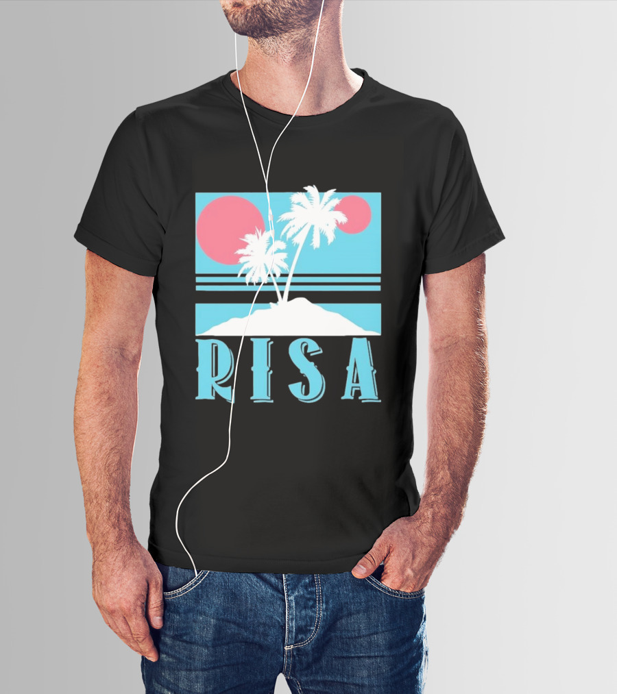 Risa Tropical Island Vacation Palm Trees And Sunset T-Shirt