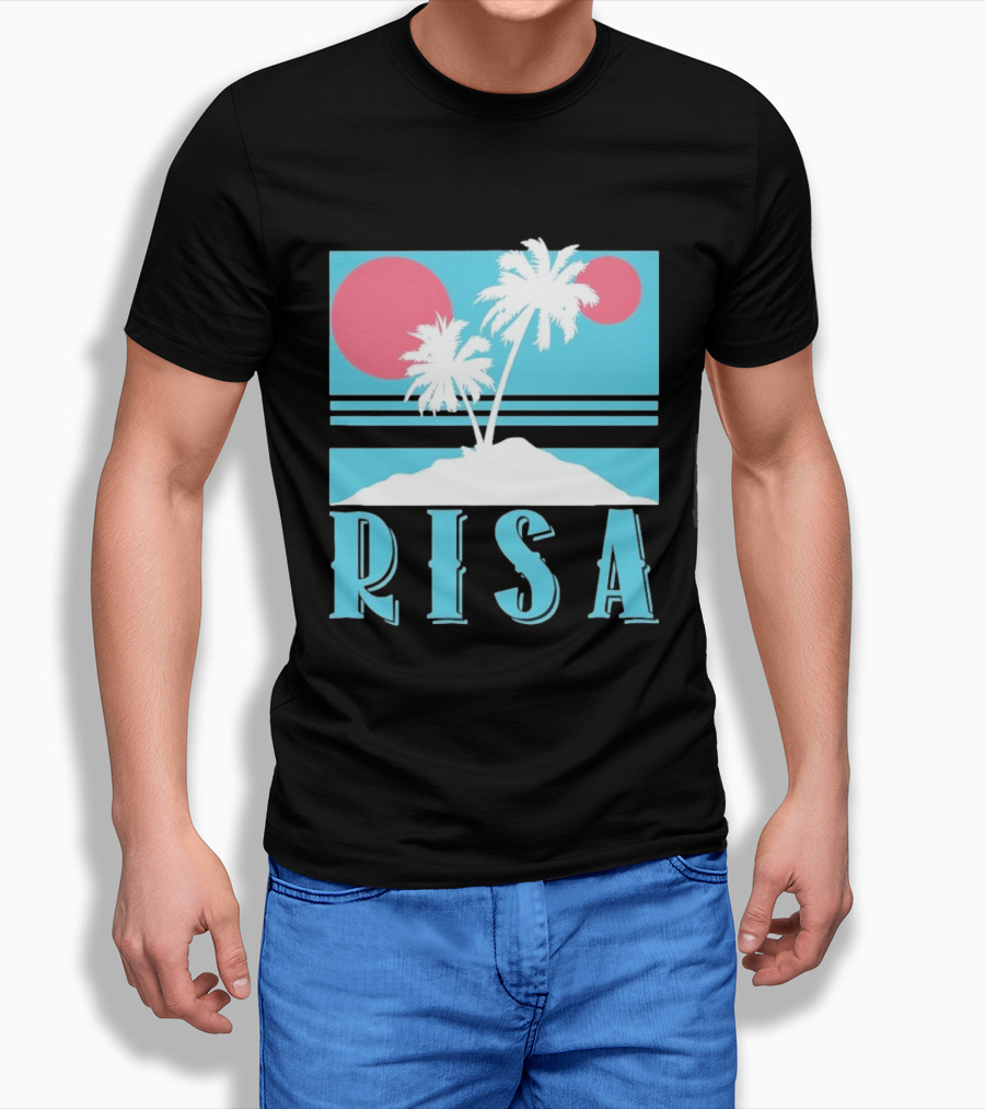 Risa Tropical Island Vacation Palm Trees And Sunset T-Shirt