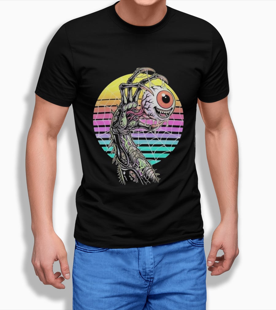 Creepy Eyeball Held By Alien Claw Sunset T-Shirt