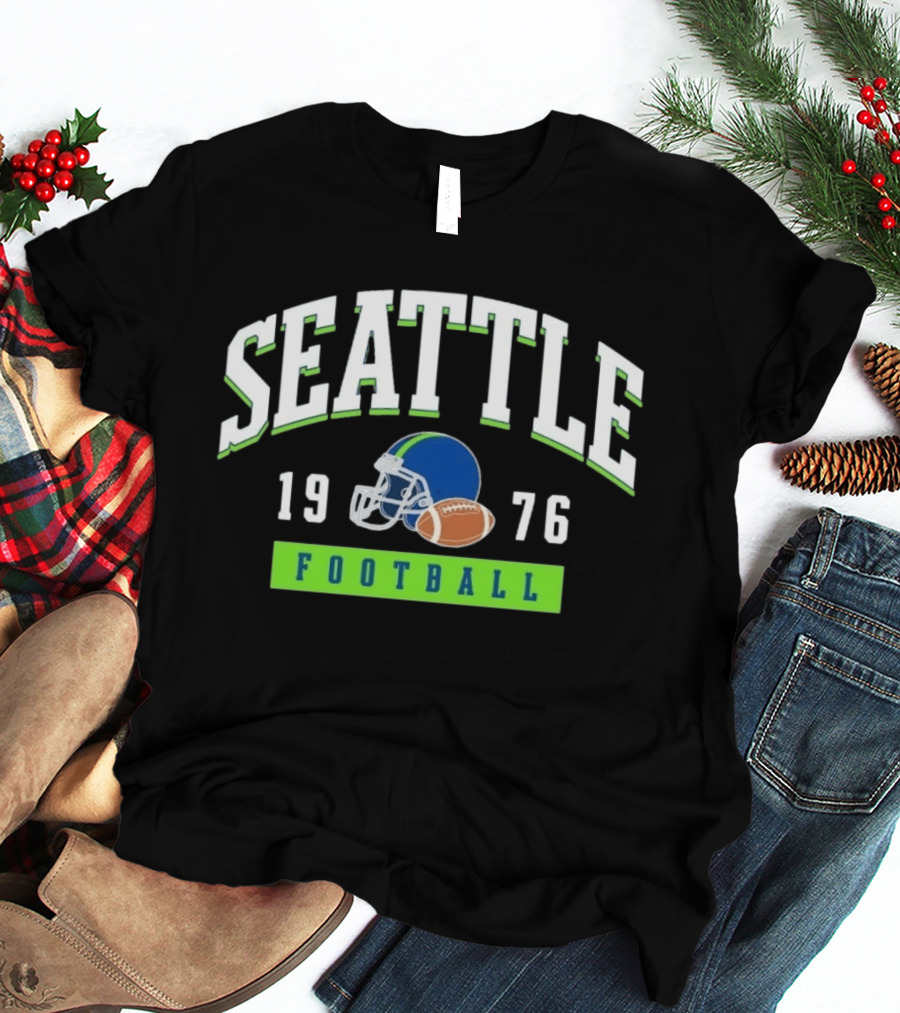 Seattle Seahawks Football 1976 Helmet And Ball T-Shirt