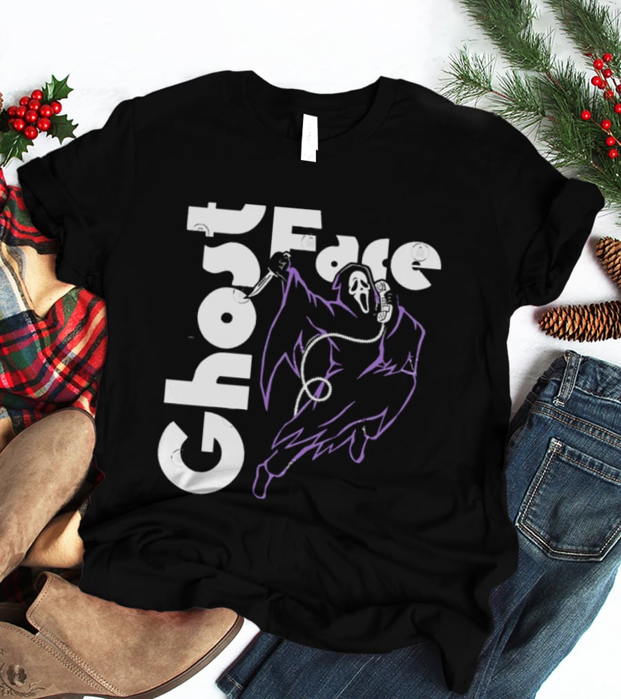 Ghost Face Horror Movie Scream Iconic Mask With Knife T-Shirt